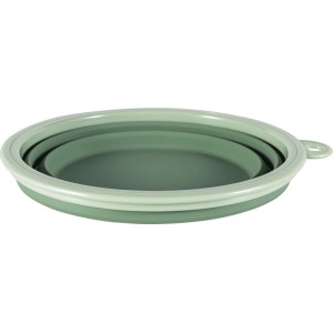 Set da 2 ciotole pieghevoli in silicone verde per campeggio e outdoor.