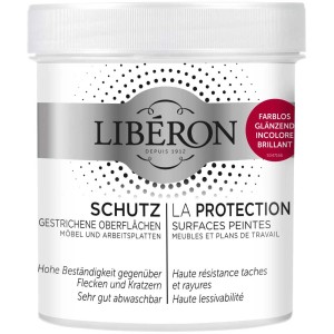 Libéron Schutzlack farblos glänzend, 0,5 l Dose für gestrichene Oberflächen.