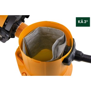 Aspirapolvere per liquidi e solidi con sacchetto Swirl® KÄ 3® inserito.