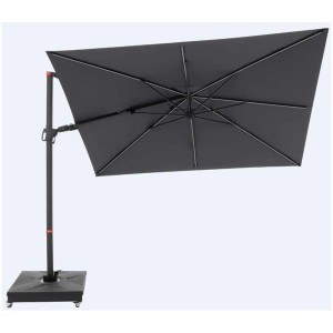 Anthrazitfarbener Doppler Pendelschirm Ax myZone mit LED-Beleuchtung und rechteckigem Schirm.