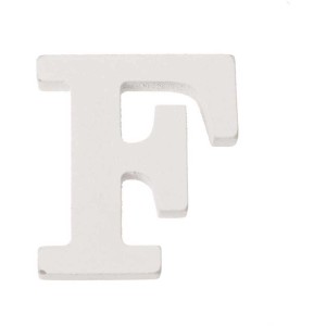 Lettera F bianca in MDF, alta 5,5 cm, ideale per l'artigianato e la decorazione.