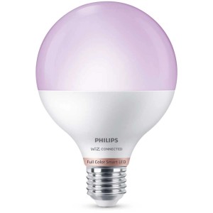 Lampadina LED Smart Philips Globe E27 dimmerabile, colorata e bianca, equivalente a 75W.