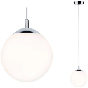 Lampada a sospensione Paulmann Globe, dimmerabile, IP44, cromo/satinato, per lampadine E27 fino a 20W.