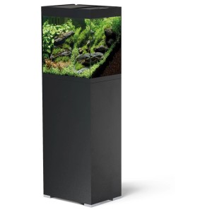 Oase Aquarium-Set Styleline 85 Noir avec meuble, planté et éclairé.