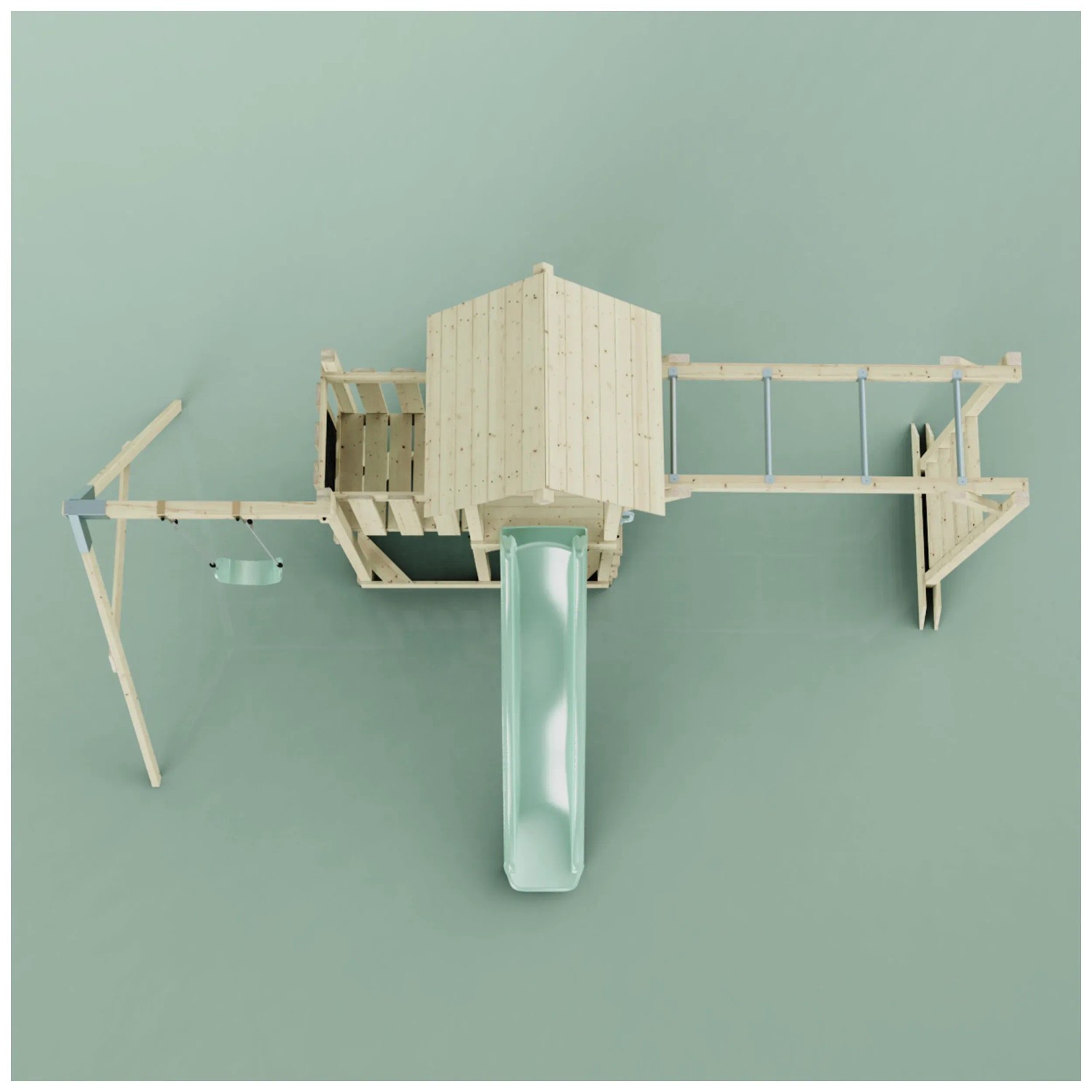 OutdoorToys Aire de jeux Strömsund Bois avec balançoire pour enfants Vert menthe