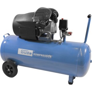 Compresseur bleu Güde 412/8/100 avec cuve de 100 l et pression de 8 bar.