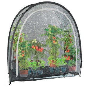 Serre tunnel Mary's Transparent avec plants de tomates. Tente de serre robuste avec protection UV.
