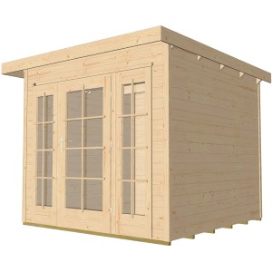 Casetta da giardino in legno Weka Panorama non trattato con tetto piatto, 235x286 cm. Casetta con doppia porta e finestre.