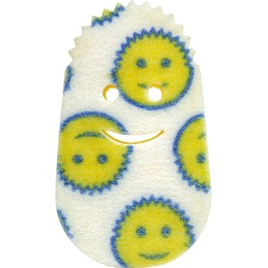 Spugna di ricambio Dish Daddy, confezione da 2 per spazzola per piatti, con motivo smiley.