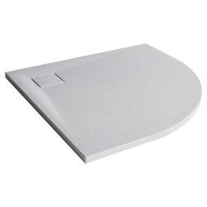Receveur de douche Beliani Paron, gris, triangulaire, aspect pierre naturelle. Design plat, surface antidérapante, avec bonde.