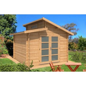 Casetta da giardino Alpholz Aktiva marrone con tetto a falda unica, 360x360 cm. Casetta da giardino in legno con doppia porta e finestra.