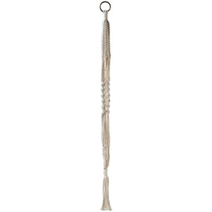 Portapiante macramè beige naturale, altezza 90 cm, per decorare pareti e ambienti.