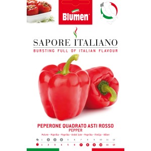 Graines de poivron rouge Quadrato Asti Rosso : Poivron carré à chair épaisse et sucrée.