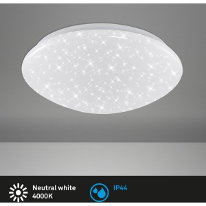 Plafonnier LED blanc Briloner Brilo Bath avec effet ciel étoilé, diamètre 28 cm.