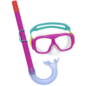 Kit de plongée Bestway® Explora Essential™ pour enfants de 7 ans et plus, avec masque de plongée et tuba roses.