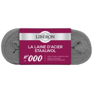 Laine d'acier n° 000, laine abrasive fine pour bois, métal, plastique et verre.