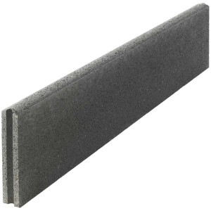 Bordure anthracite, 25x100x5 cm, en béton avec rainure et languette pour délimiter les parterres.