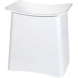 Sgabello da bagno bianco Wenko Wing con cesto portabiancheria integrato. Sgabello moderno in plastica ABS.