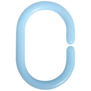 Hellblauer Duschvorhangring von MSV, C-Form, aus Polypropylen, 5,8x3,8 cm.