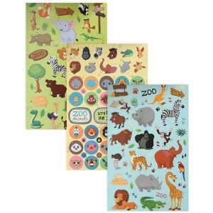 Stickerbook Zoo 6 feuilles : Autocollants animaux colorés pour le bricolage et la décoration.