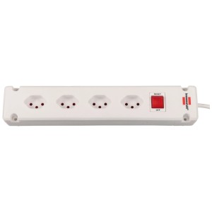 Brennenstuhl Multiprise Bremounta, 4 prises, blanc, avec câble de 3 m et interrupteur.