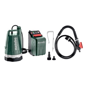 Metabo Akku-Tauchpumpe TPF 18 LTX 2200 mit Zubehör für Gartenbewässerung & Hauswasserwerke.