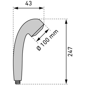 Dessin technique du pommeau de douche chromé Diaqua® Hole PCR avec dimensions.