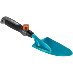 Paletta da fiori Gardena combisystem in acciaio blu con manico ergonomico per giardinaggio.