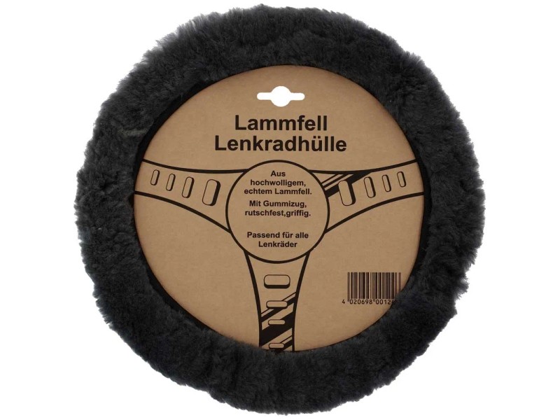 Griffiger Autozubehör LAMMFELL LENKRADBEZUG Anthrazit Bis 39 Cm - D Leicht - Griffige Rökü Lenkradbezug