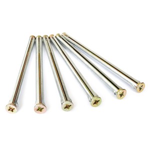 Six chevilles métalliques, longueur 182 mm, pour fixer les cadres de fenêtres dans la maçonnerie.