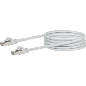 Câble réseau Schwaiger CAT 6 blanc, 5 m, avec connecteur RJ45 pour technologie réseau.