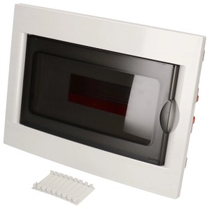 Quadro elettrico da parete, 1 fila, con sportello e staffe di chiusura, per installazione elettrica.