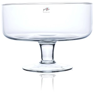 Ciotola in vetro trasparente Sandra Rich su piede, Ø 24cm, altezza 18cm. Elegante vaso per decorazione tavola.