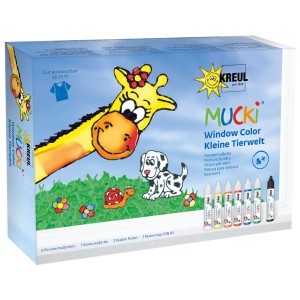 Kreul Mucki Window Color Set Kleine Tierwelt, 10-teilig, mit Farben und Malvorlagen.