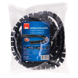 Guaina a spirale nera, diametro 20 mm, lunghezza 3 m, per gestione cavi.