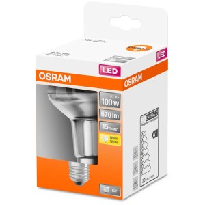 Osram LED riflettore R80 E27, bianco caldo, 100W nella scatola. Lampada LED a risparmio energetico.