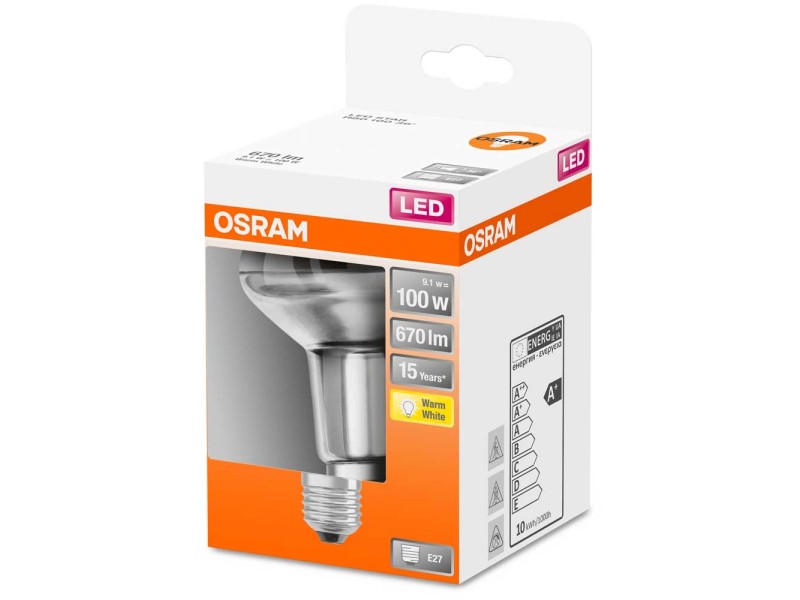 Osram Lampadina LED riflettore R80 E27 Bianco caldo 100 W / 670 lm