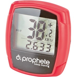 Ciclocomputer Prophete rosso con 9 funzioni e display digitale.