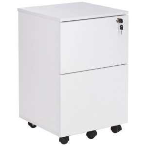 Beliani Armoire de bureau Johnson à roulettes blanche 62 x 40 x 40 cm