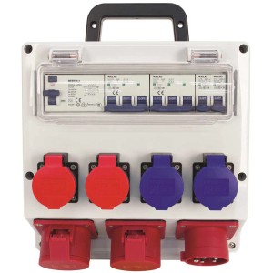 Steffen Distributeur de courant de chantier 16A IP55 : Boîtier de distribution avec prises pour chantier et atelier.