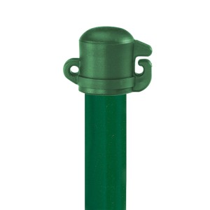 Piquet universel vert (Ø 16 / 750 mm) avec capuchon pour construction de clôtures et brise-vue.