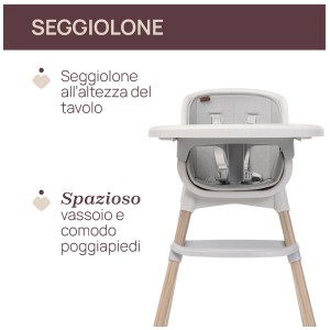 Chicco Hochstuhl Zest Plus, Grey, mit 5-Punkt-Gurt und abnehmbarem Tablett.