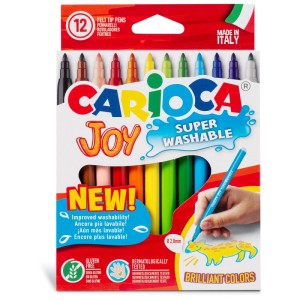 Carioca Joy Fasermaler, 12 Stifte in leuchtenden Farben für kreatives Malen.