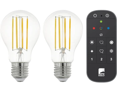 Eglo Ampoule LED ZigBee avec télécommande Transparente 6 W / E27 / Lot de 2