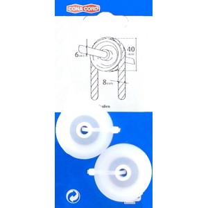 Puleggia per fune Conacord, poliammide, Ø 40 mm, rullo bianco per ferramenta in acciaio inox.