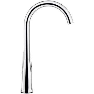 Mitigeur d'évier Baliv KI-1040 chromé, robinet monocommande au design fin et courbé.