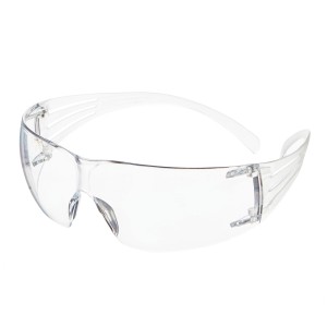 Lunettes de protection transparentes en polycarbonate 3M Securefit SF200CC1 pour une protection oculaire optimale.
