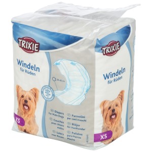Trixie pannolini per cani maschi XS, 12 pz, per cani con incontinenza o post-operatorio.