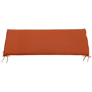 Coussin de banc orange pour banc 3 places, 45x150 cm, avec liens pour un maintien sûr.