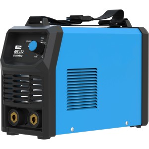 Poste à souder onduleur Güde GIS 122 bleu et noir. Soudeur compact pour bricoleurs.
